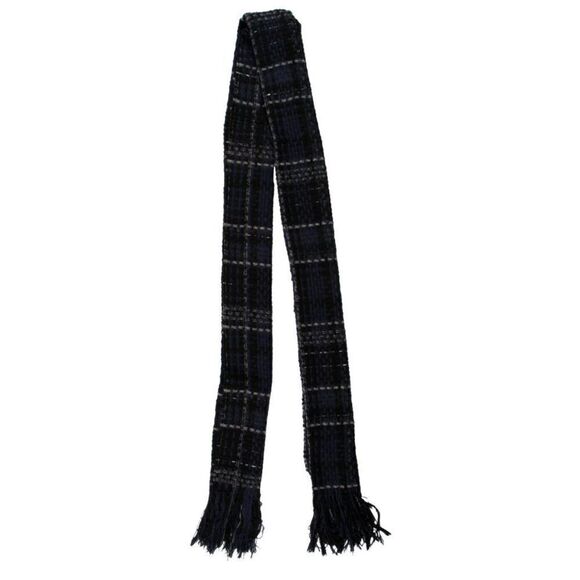 RAG & BONE Woven Frayed Navy Blue Scarf - Picture 2 of 3